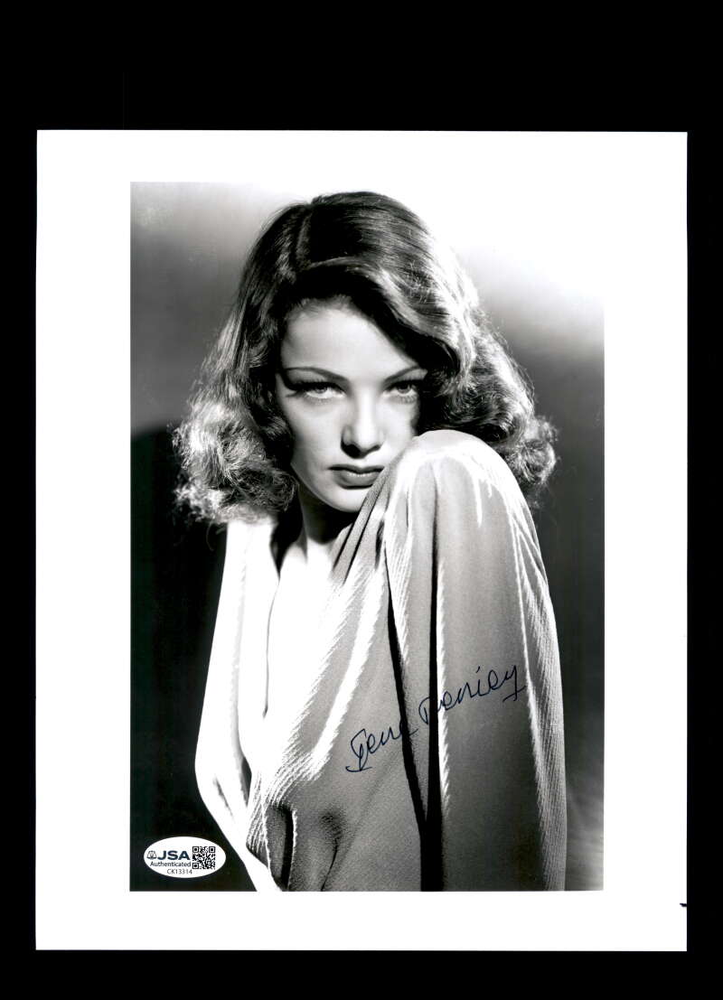 Gene Tierney JSA Coa Signed 8x10 Photo Autograph