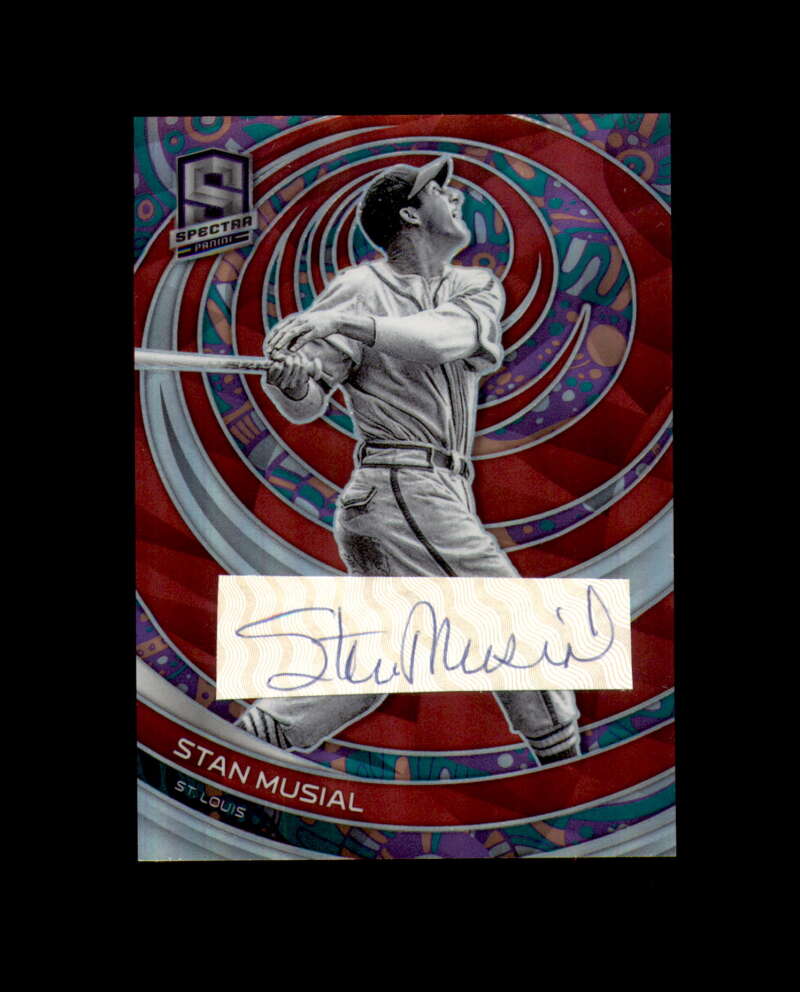 Stan Musial Signed 2023 Panini Spectra Prizm Psychedelic Refractor Cut Cardinals Autograph