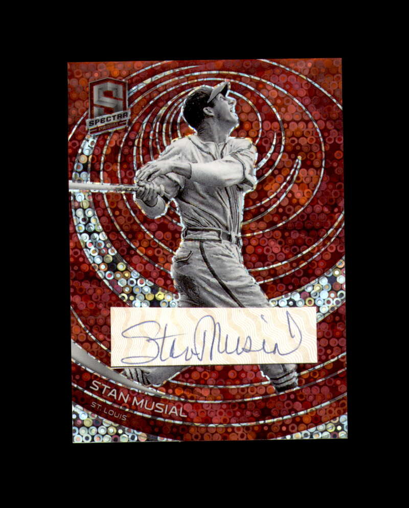 Stan Musial Signed 2023 Panini Spectra Prizm Red Disco Refractor Cut Cardinals Autograph
