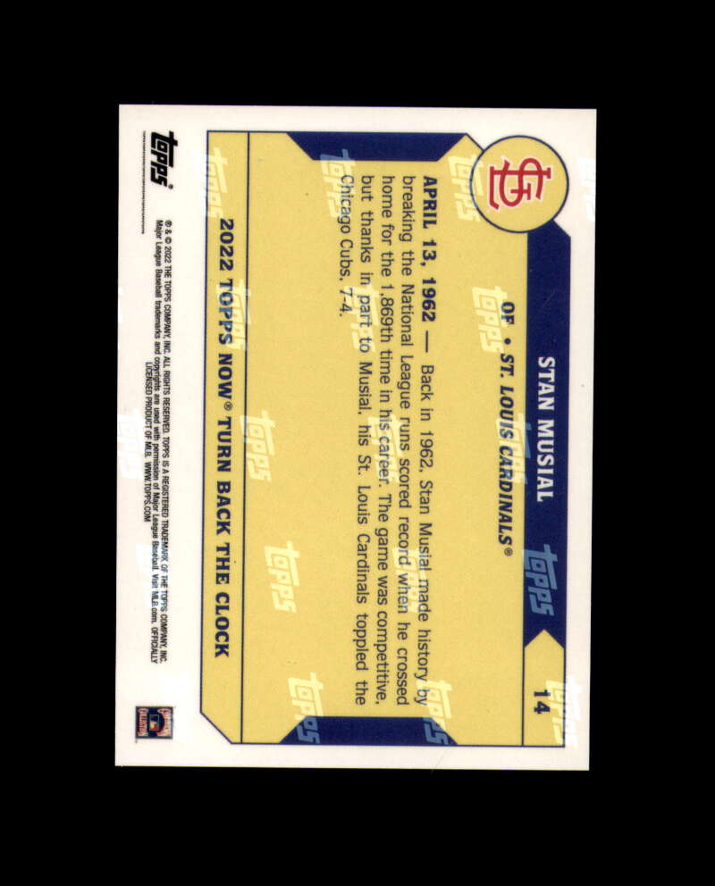 Stan Musial Signed 2022 Topps Now Turn Back The Clock Cut Cardinals Autograph