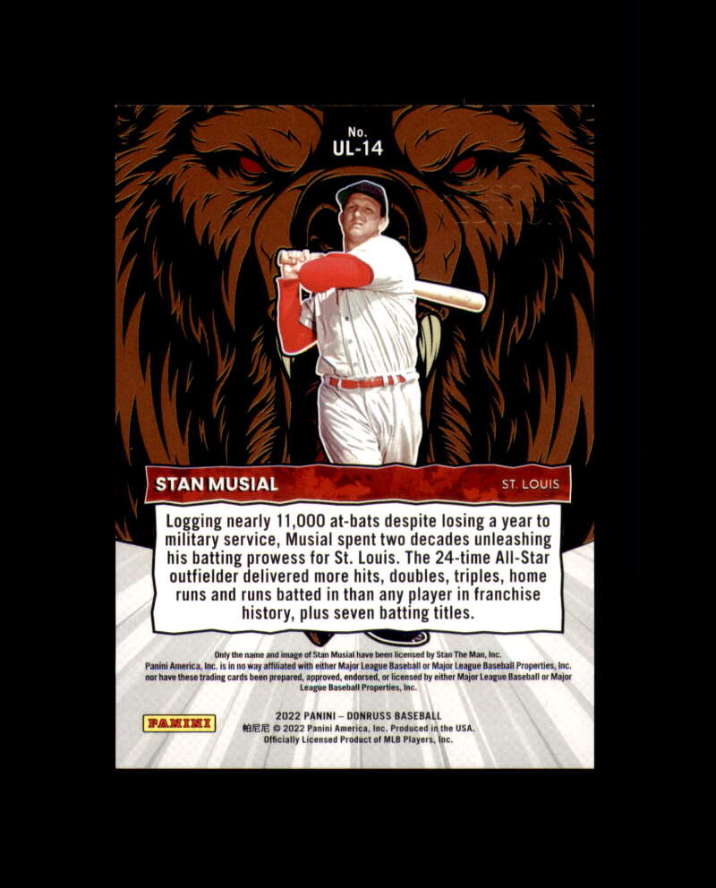 Stan Musial Signed 2022 Panini Donruss Unleashed Diamond Cut Cardinals Autograph
