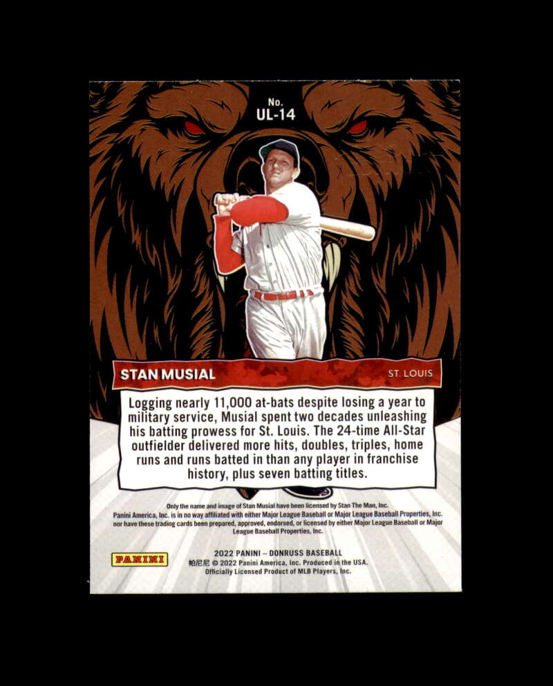 Stan Musial Signed 2022 Panini Donruss Unleashed Pink Cut Cardinals Autograph