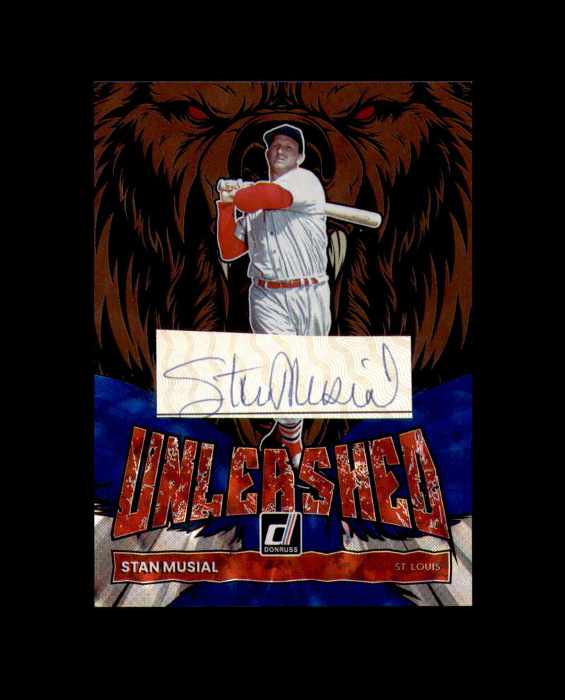 Stan Musial Signed 2022 Panini Donruss Unleashed Blue Cut Cardinals Autograph