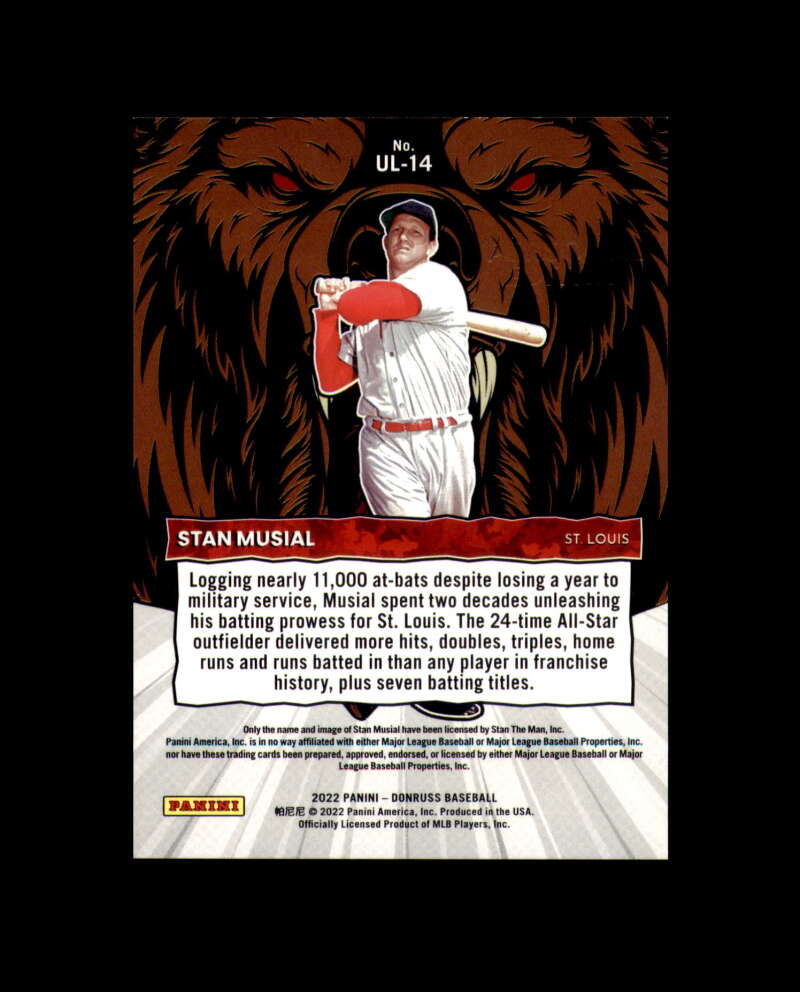 Stan Musial Signed 2022 Panini Donruss Unleashed Blue Cut Cardinals Autograph