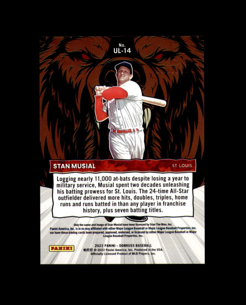 Stan Musial Signed 2022 Panini Donruss Unleashed Gold Cut Cardinals Autograph