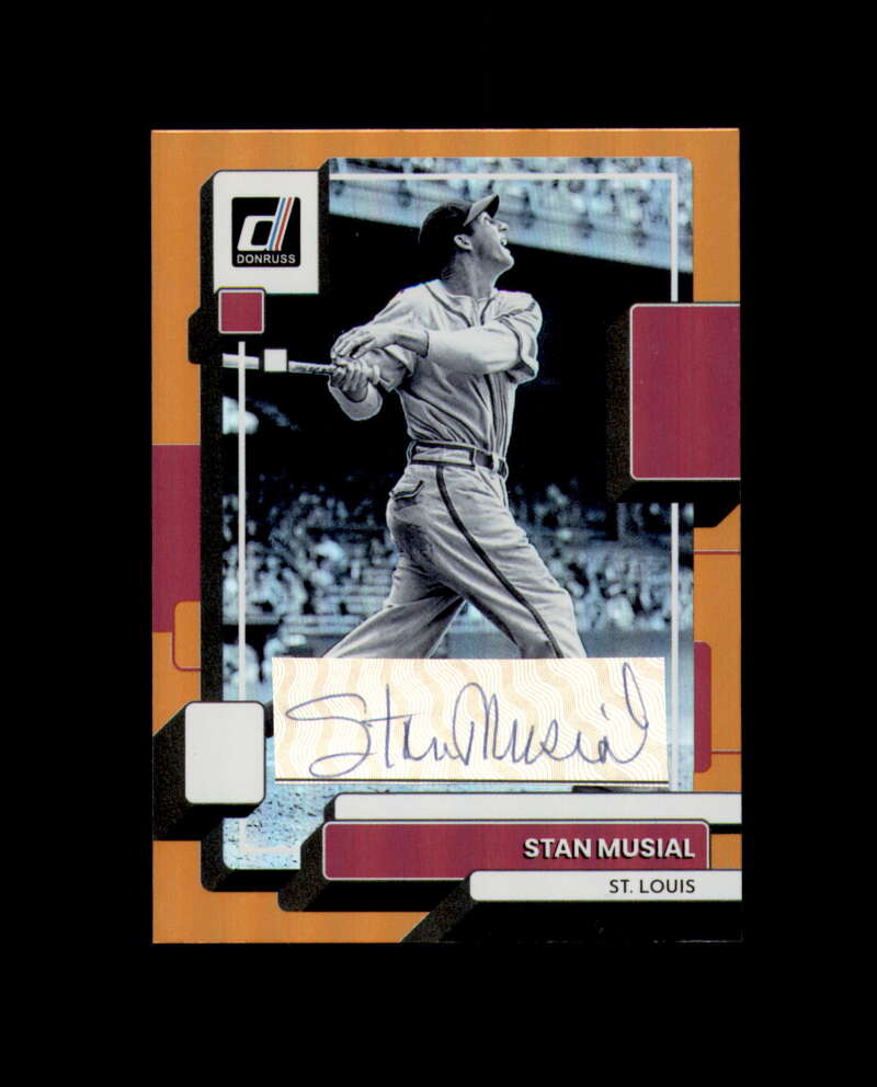 Stan Musial Signed 2022 Panini Donruss Orange Refractor Cut Cardinals Autograph
