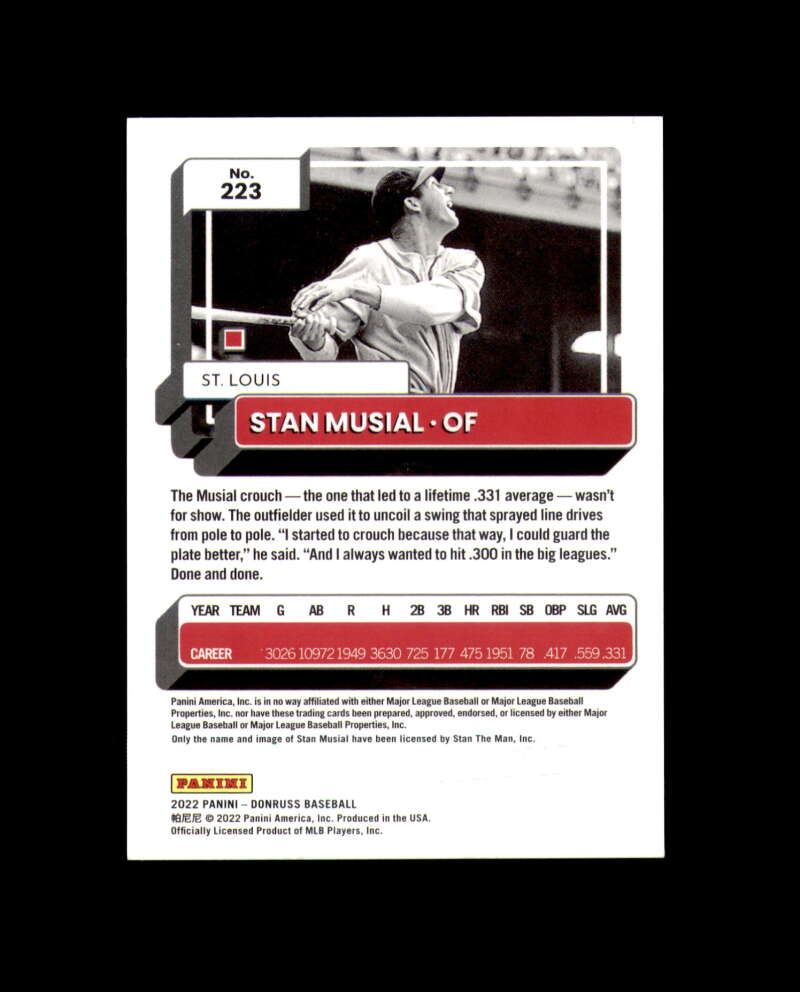 Stan Musial Signed 2022 Panini Donruss Bust Cut Cardinals Autograph