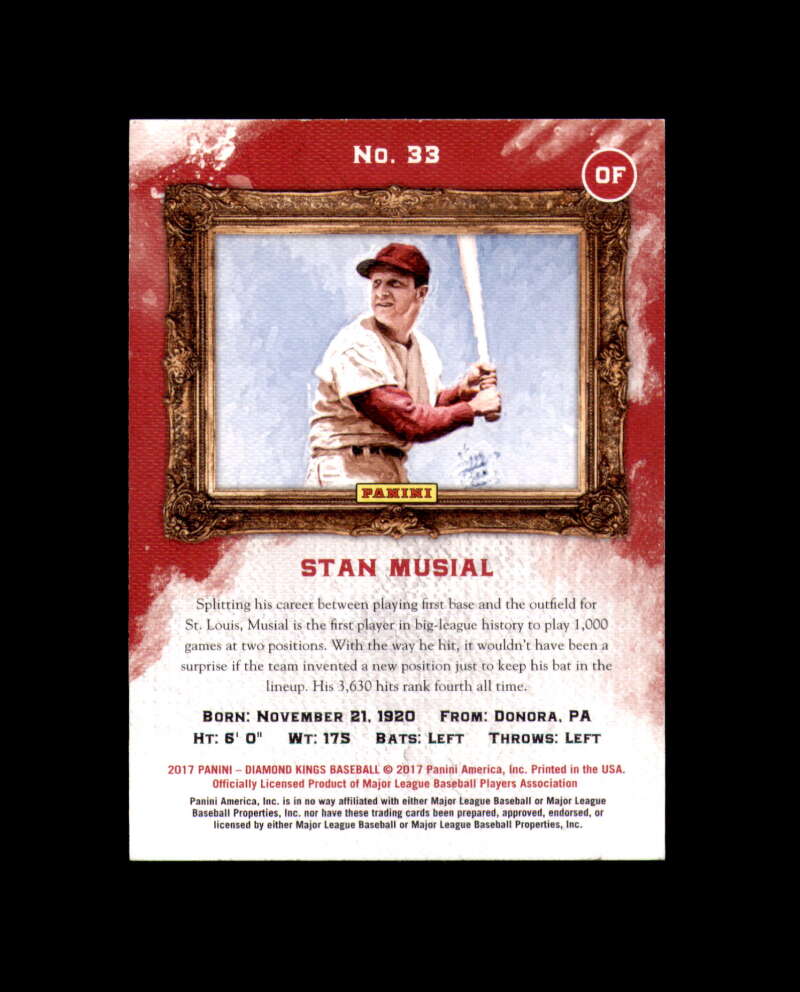 Stan Musial Signed 2017 Panini Donruss Diamond King Cut Cardinals Autograph