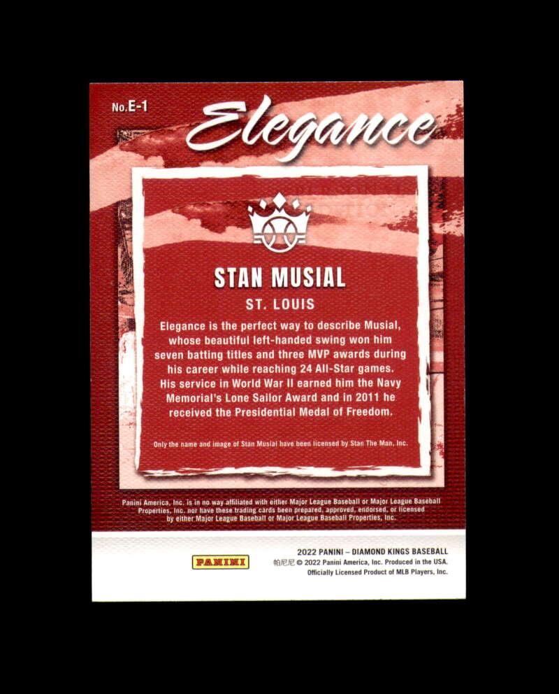 Stan Musial Signed 2022 Panini Donruss Diamond King Elegance Cut Cardinals Autograph