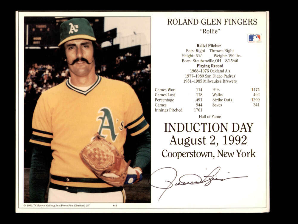 Rollie Fingers Signed 8x10 Photo Autograph Athletics