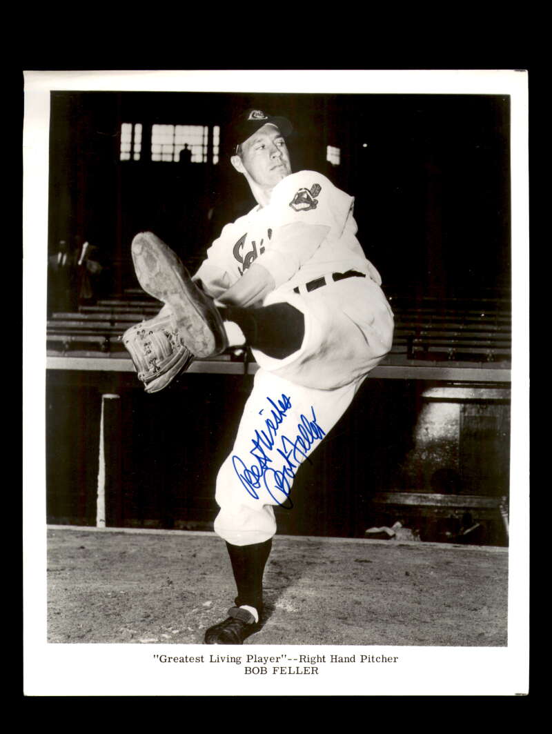 Bob Feller Signed 8x10 Photograph Autographed Cleveland