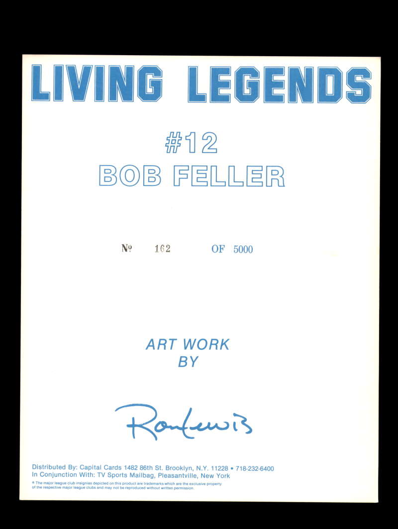 Bob Feller Signed 8x10 Ron Lewis Photo Autograph Cleveland