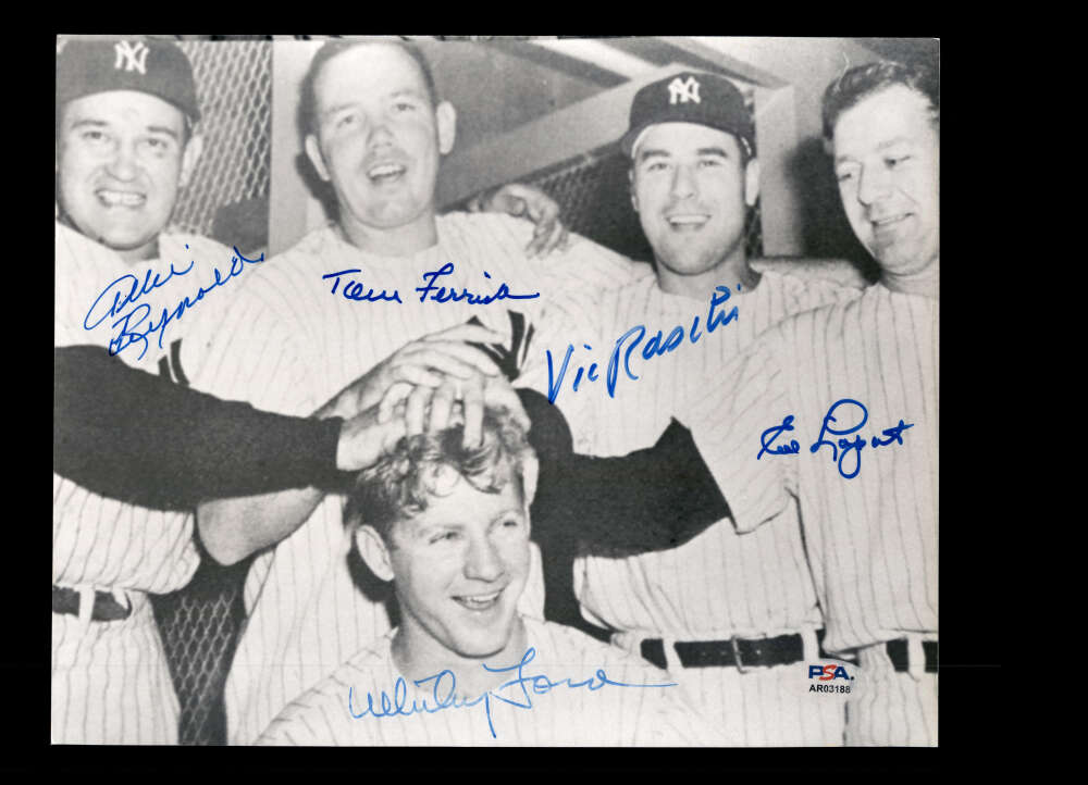 Whitey Ford Reynolds Lopat Raschi Ferris PSA DNA Loa Signed by 5 8x10 Photo Yankees