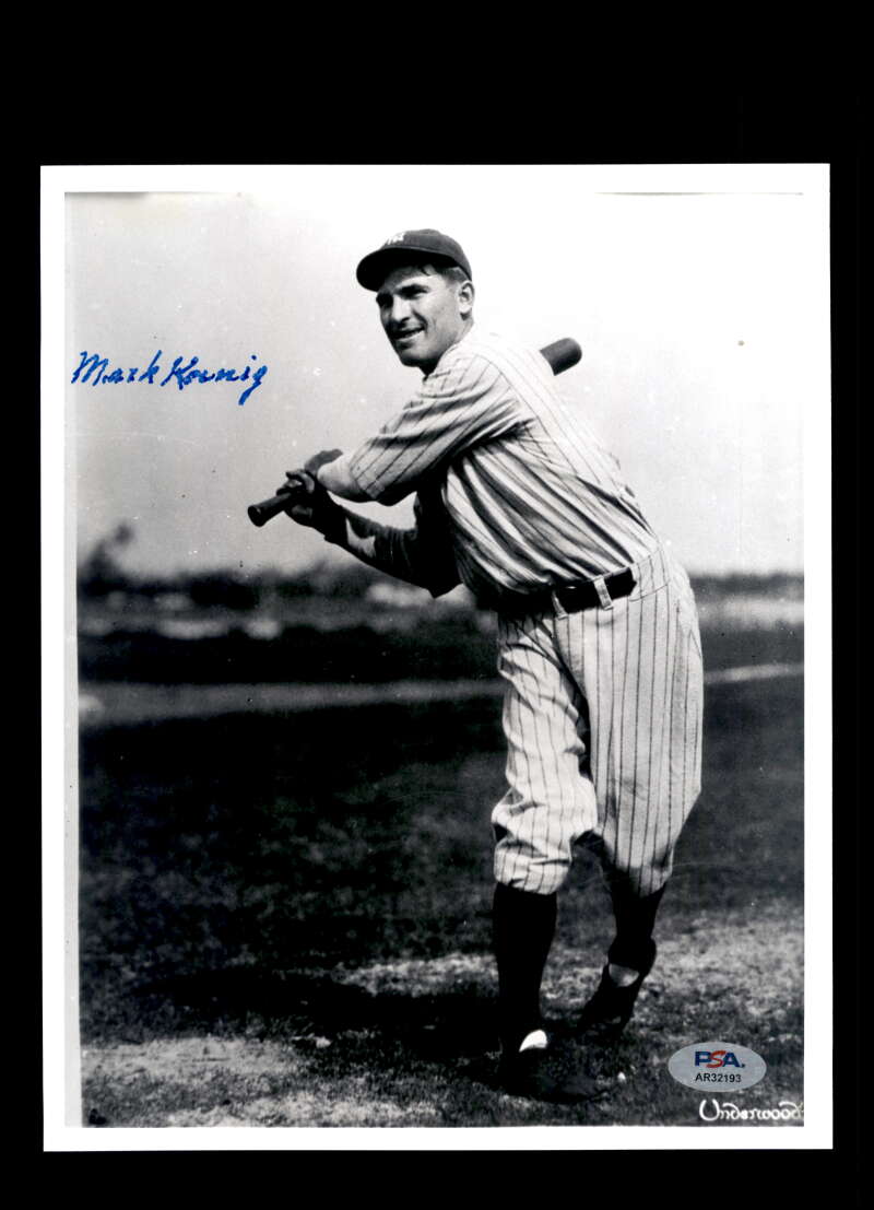 Mark Koenig PSA DNA Signed 8x10 Photo Autograph Yankees