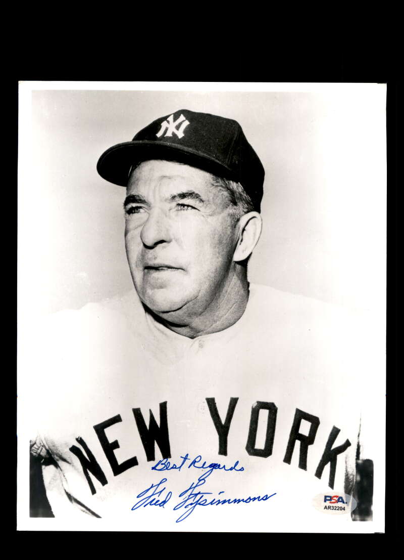 Fred Fitzsimmons PSA DNA Signed 8x10 Photo Autograph Yankees