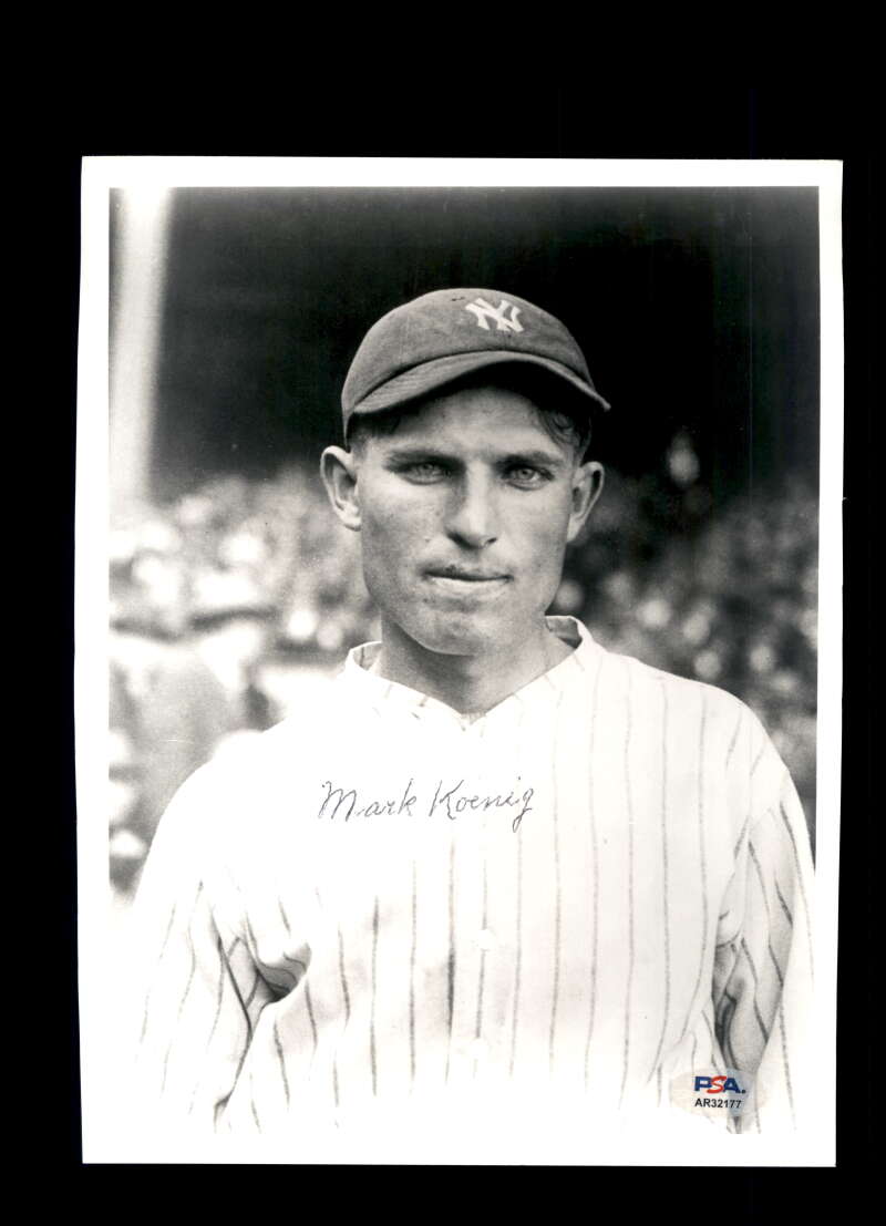 Mark Koenig PSA DNA Signed 8x10 Photo Autographed Yankees