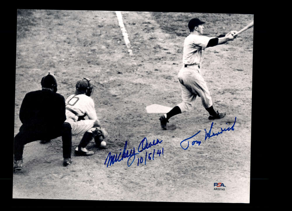 Mickey Owen Tommy Henrich PSA DNA Signed 8x10 Photo Autograph