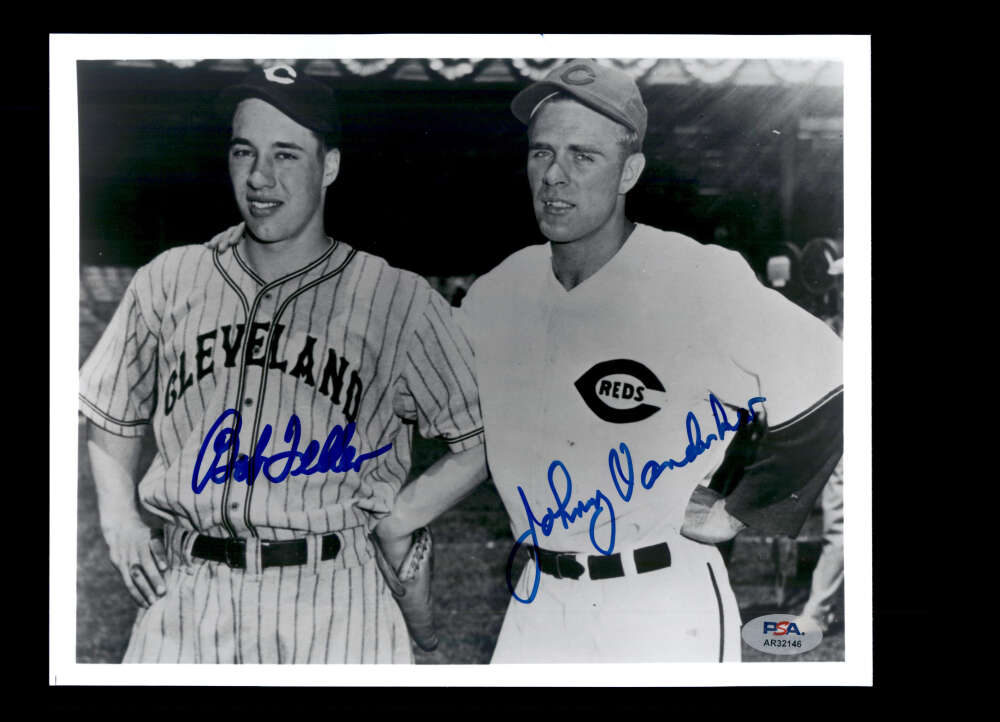Bob Feller Johnny Vander Meer PSA DNA Signed 8x10 Photo Autograph