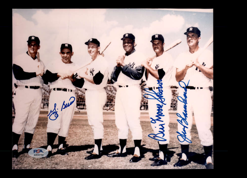 Yogi Berra Moose Skowron Blanchard PSA DNA Signed by 3 8x10 Photo Autograph Yankees