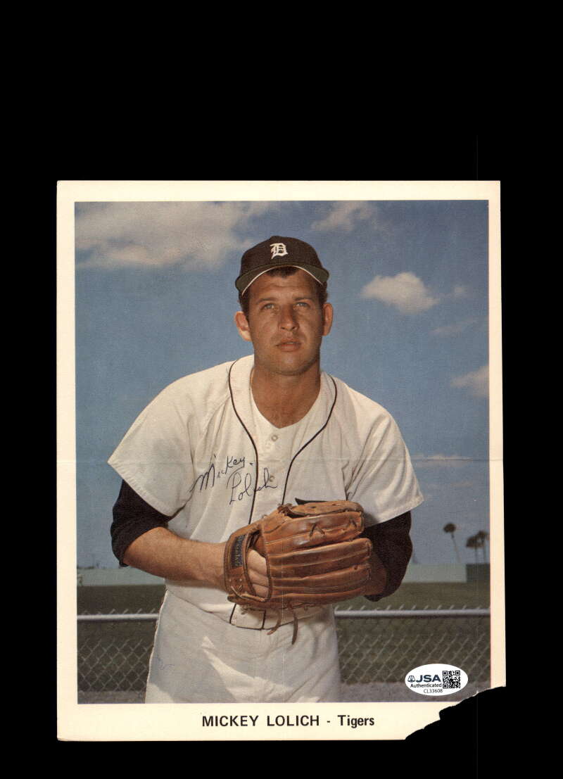 Mickey Lolich JSA Coa Signed 7x9 Team Issued Photo Autograph Tigers