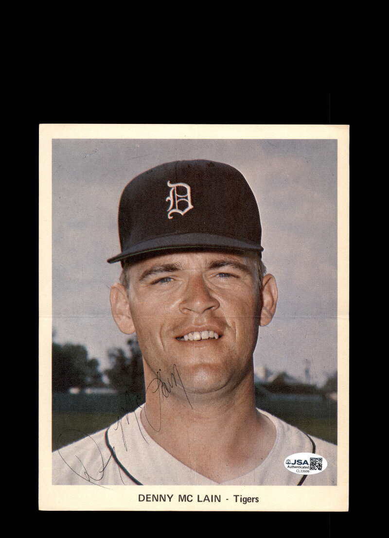 Denny McLain JSA Coa Signed 7x9 Team Issued Photo Autograph Tigers