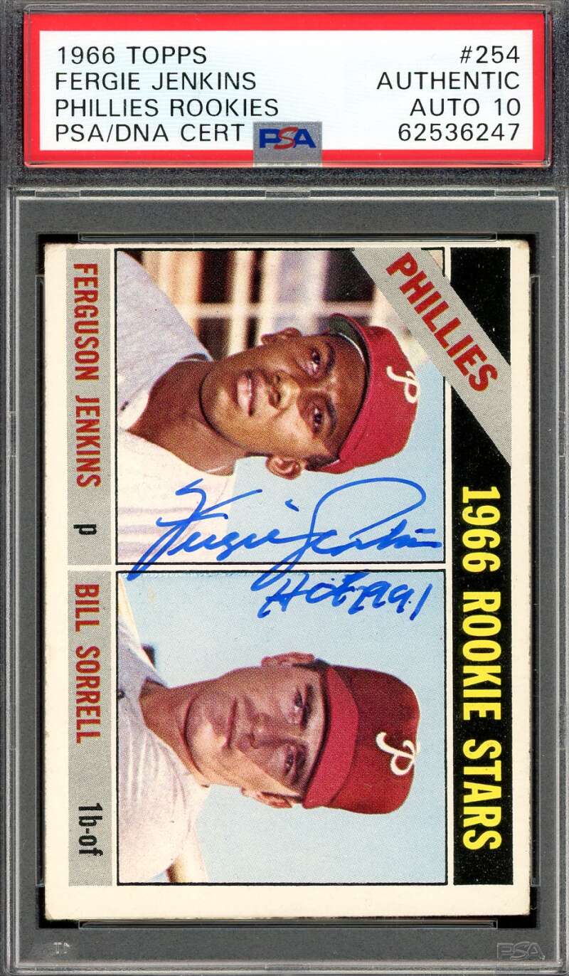 Fergie Jenkins Gem Mint 10 PSA DNA Signed 1966 Topps Rookie Autograph