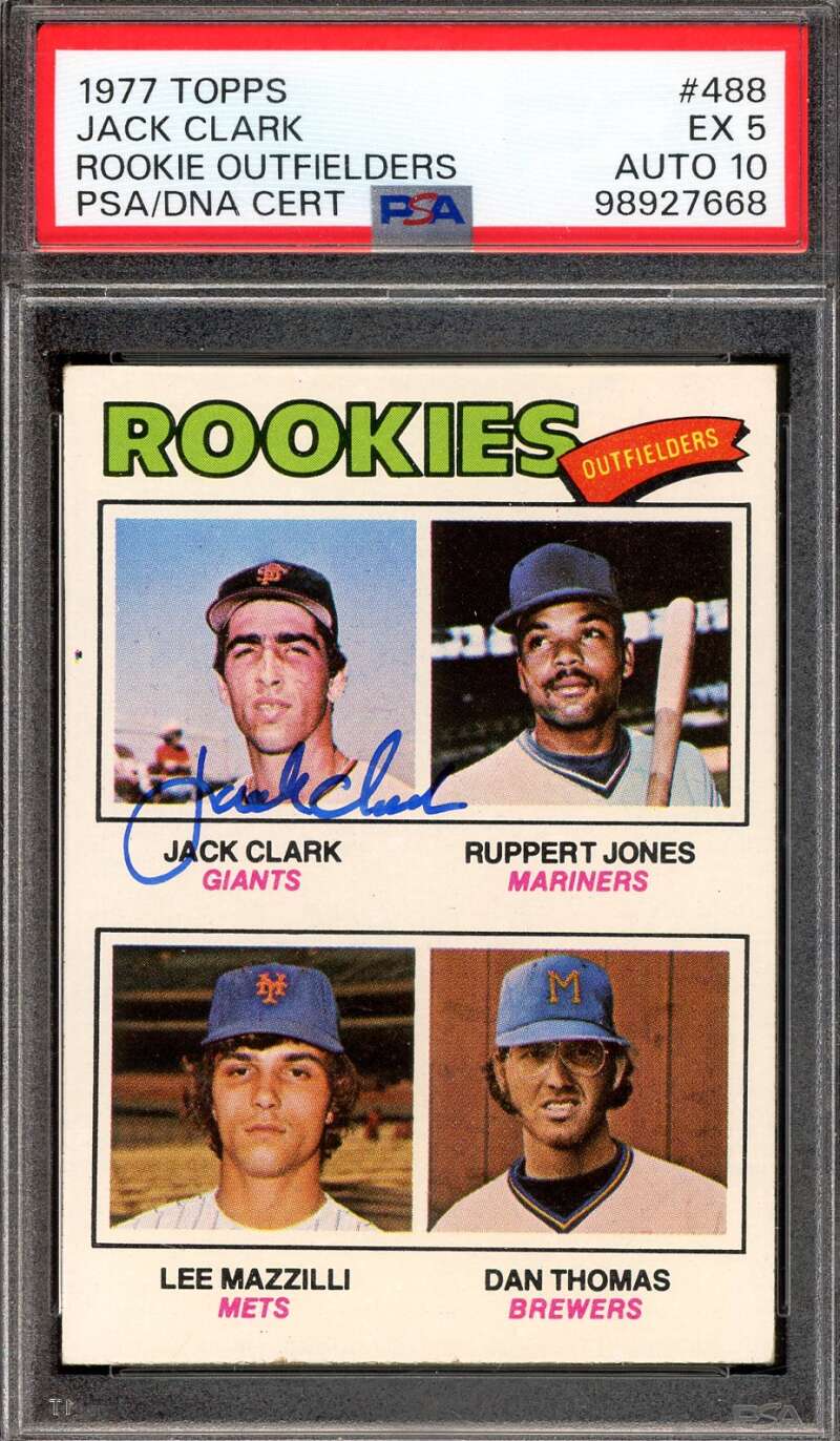 Jack Clark Gem Mint 10 PSA DNA Signed 1977 Topps Rookie Giants Autograph