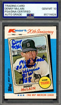 Denny McLain Gem Mint 10 PSA DNA Signed 1982 Topps Kmart MVP 68 Tigers Autograph