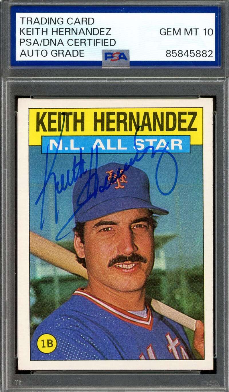 Keith Hernandez Gem Mint 10 PSA DNA Signed 1986 Topps All Star Autograph