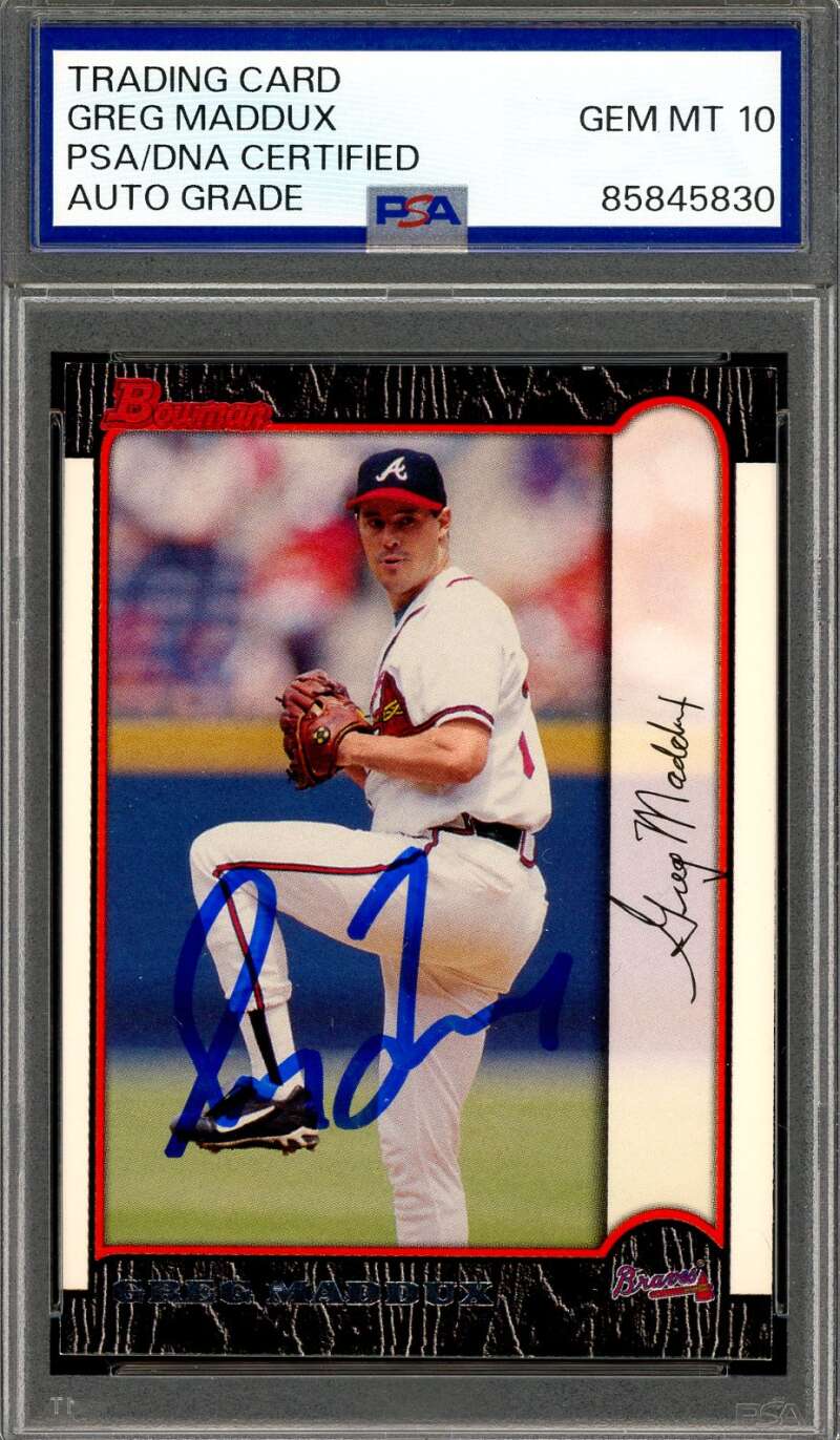 Greg Maddux Gem Mint 10 PSA DNA Signed 1999 Bowman Autograph