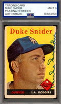 Duke Snider Mint 9 PSA DNA Signed 1958 Topps Autograph