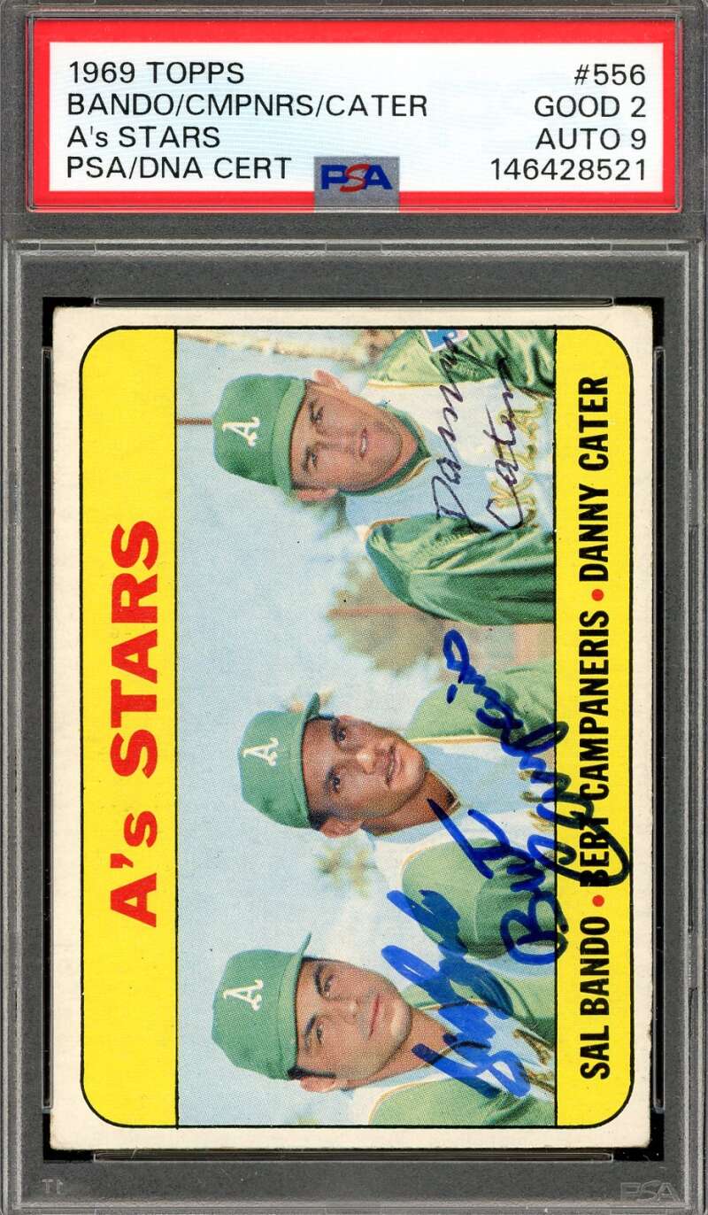 Bando Campaneris Cater Mint 9 PSA DNA Signed 1969 Topps A's Stars Autograph