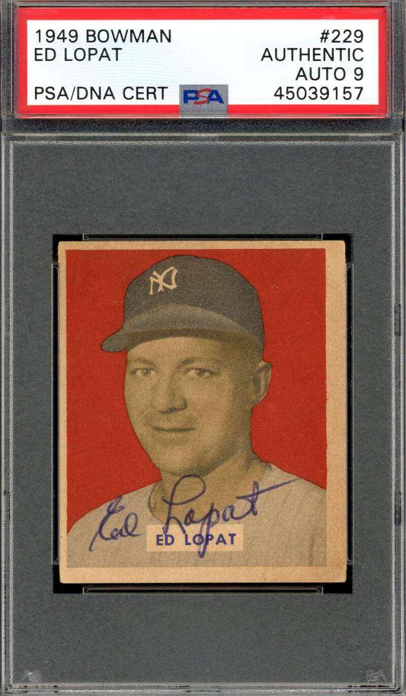 Ed Lopat Mint 9 PSA DNA Signed 1949 Bowman Rookie Autograph