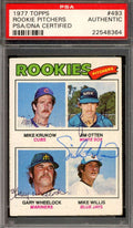 Krukow Otten Wheelock Willis PSA DNA Signed by 4 1977 Topps Rookie Autograph