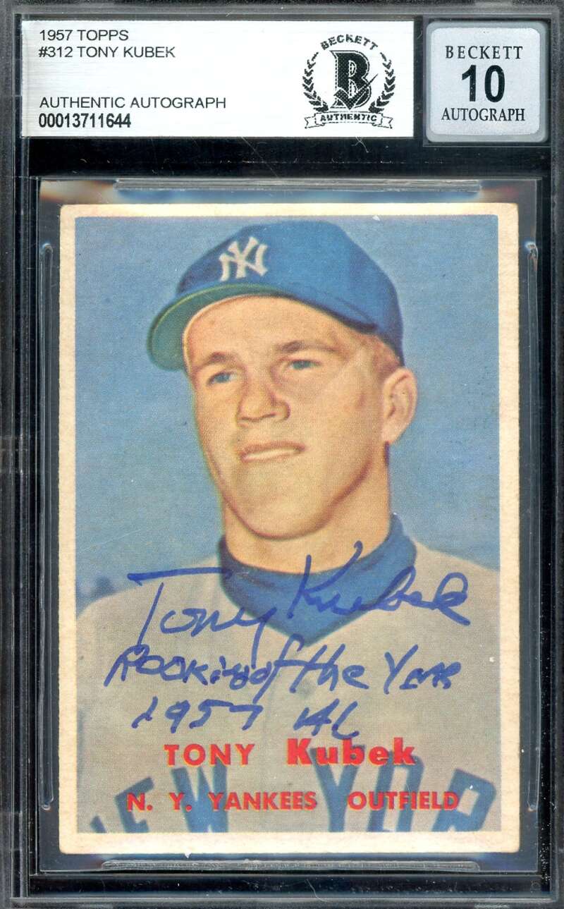 Tony Kubek Gem Mint 10 Beckett BAS Signed 1957 Topps Rookie Autograph