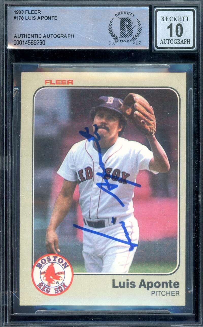 Luis Aponte Gem Mint 10 Beckett BAS Signed 1983 Fleer Autograph