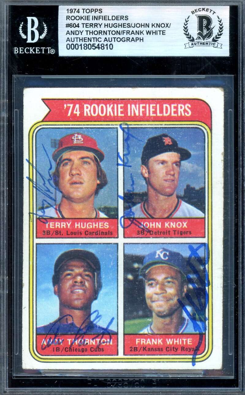 Hughes Knox Thornton White Beckett BAS Signed by 4 1974 Topps Rookie Autograph