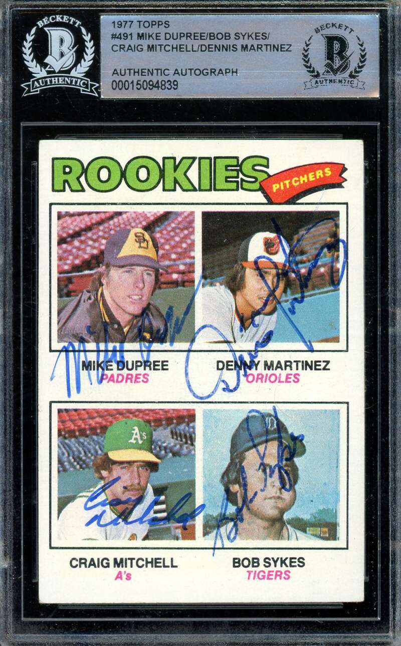 Dupree Martinez Mitchell Sykes Beckett BAS Signed by 4 1977 Topps Rookie Autograph