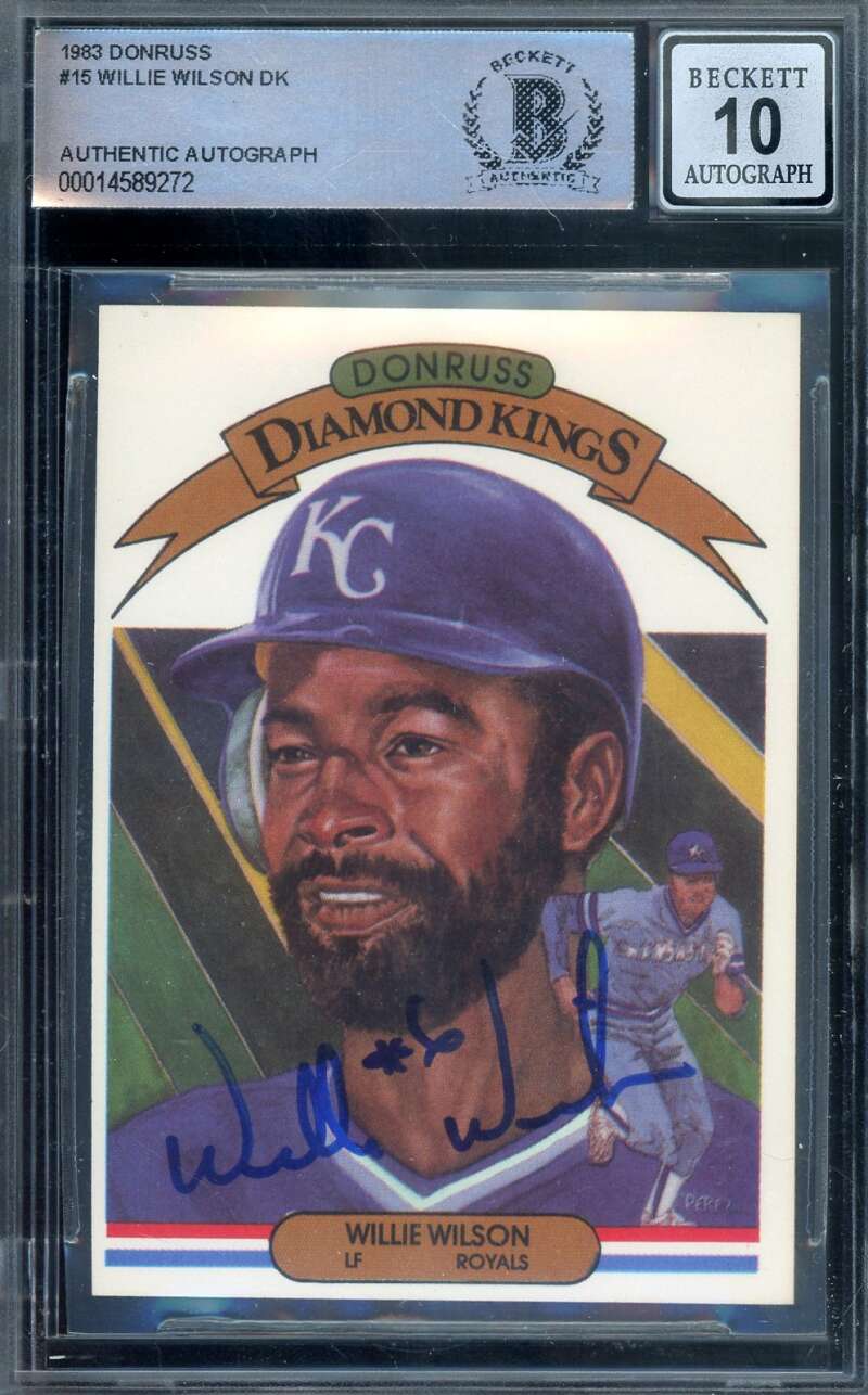 Willie Wilson Gem Mint 10 Beckett BAS Signed 1983 Donruss Diamond Kings Autograph