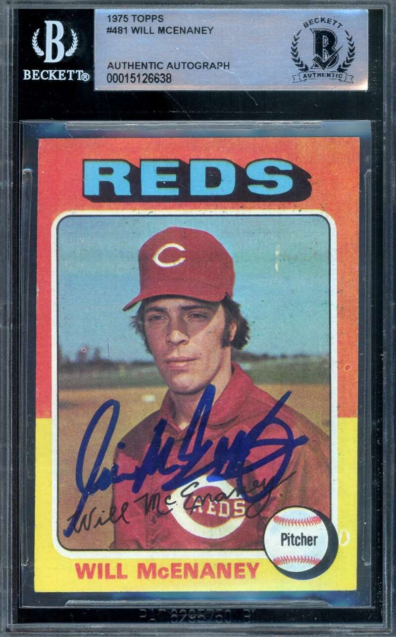 Will McEnaney Beckett BAS Signed 1975 Topps Autograph
