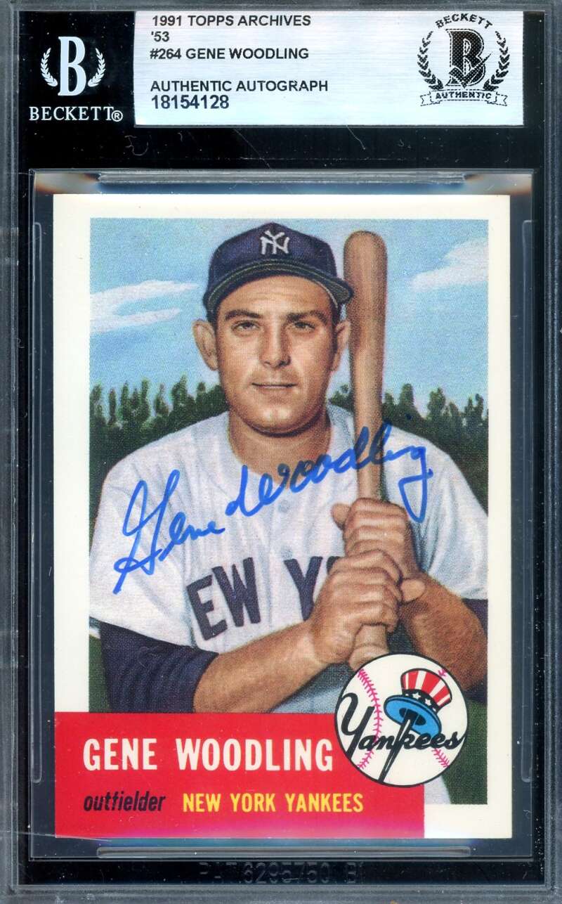 Gene Woodling Beckett BAS Signed 1953 Topps 1991 Archives Autograph