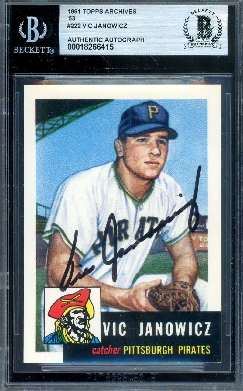 Vic Janowicz Beckett BAS Signed 1953 Topps 1991 Archives Autograph