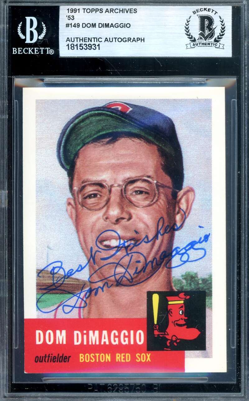 Don DiMaggio Beckett BAS Signed 1953 Topps 1991 Archives Autograph