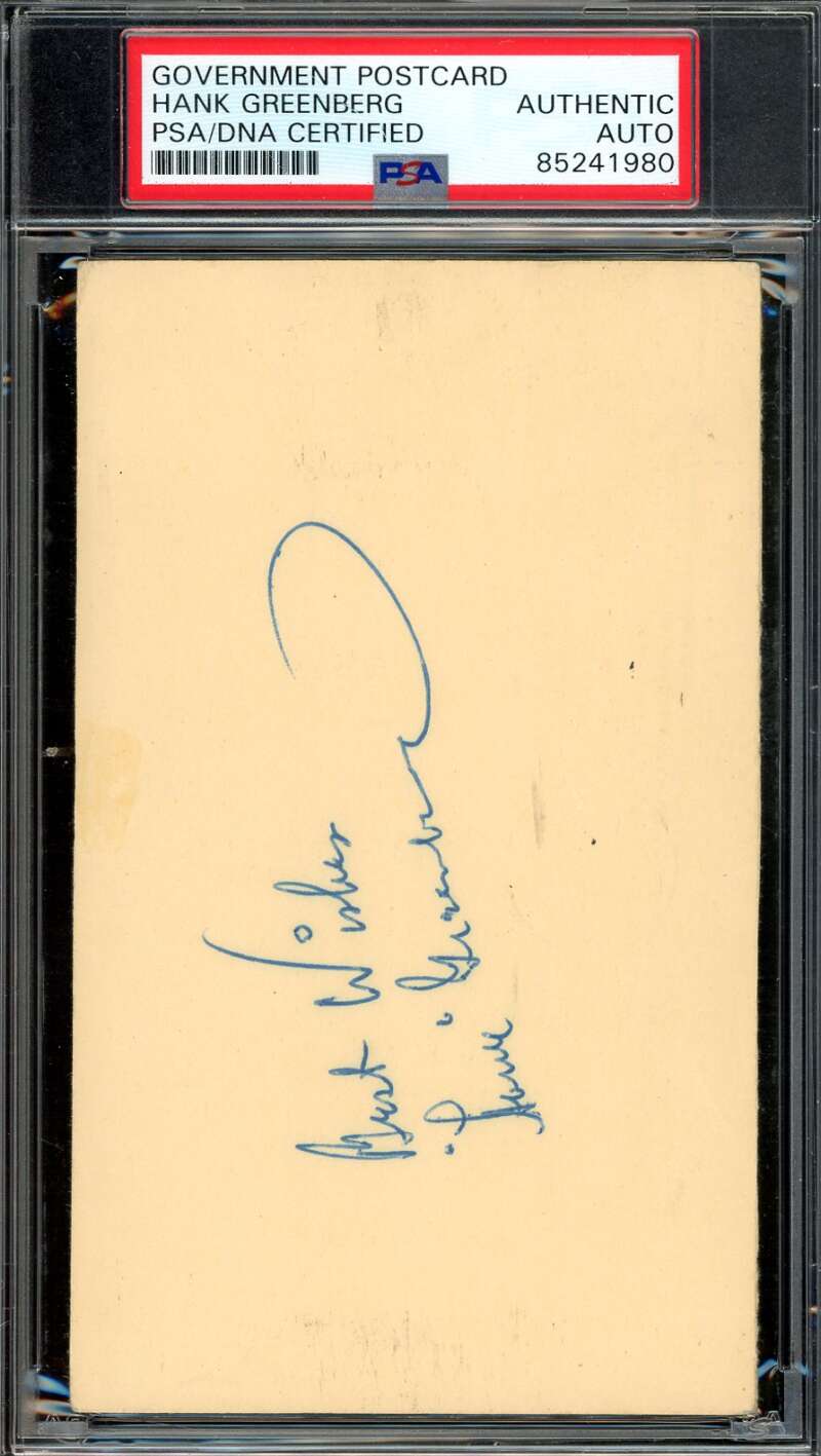Hank Greenberg PSA DNA Signed 1947 Government Postcard GPC Autograph