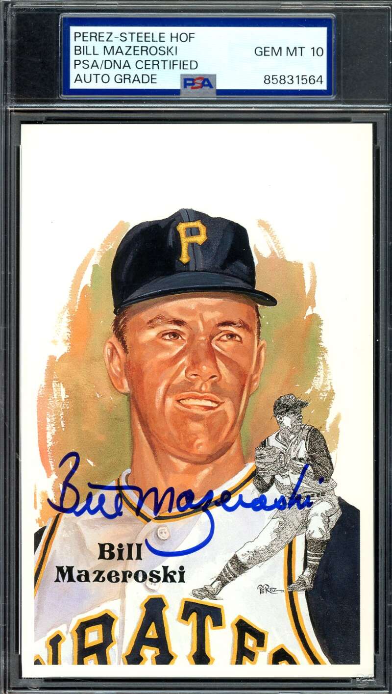 Bill Mazeroski Gem Mint 10 PSA DNA Signed Perez Steele Postcard Autograph