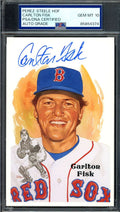 Carlton Fisk Gem Mint 10 PSA DNA Signed Perez Steele Postcard Autograph