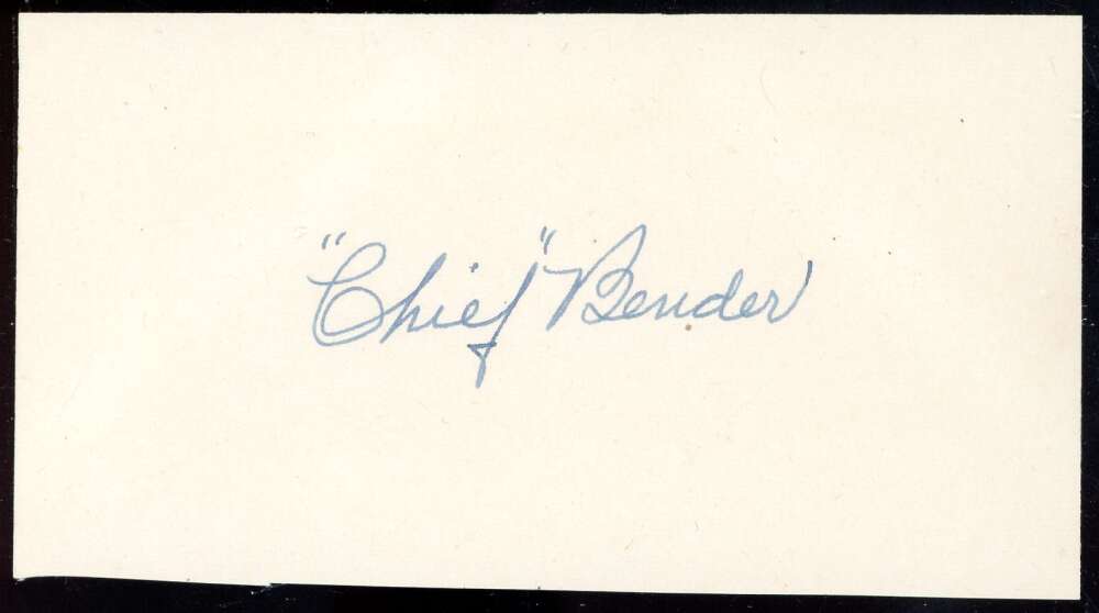 Chief Bender JSA Loa Signed 3x4 Index Card Autograph
