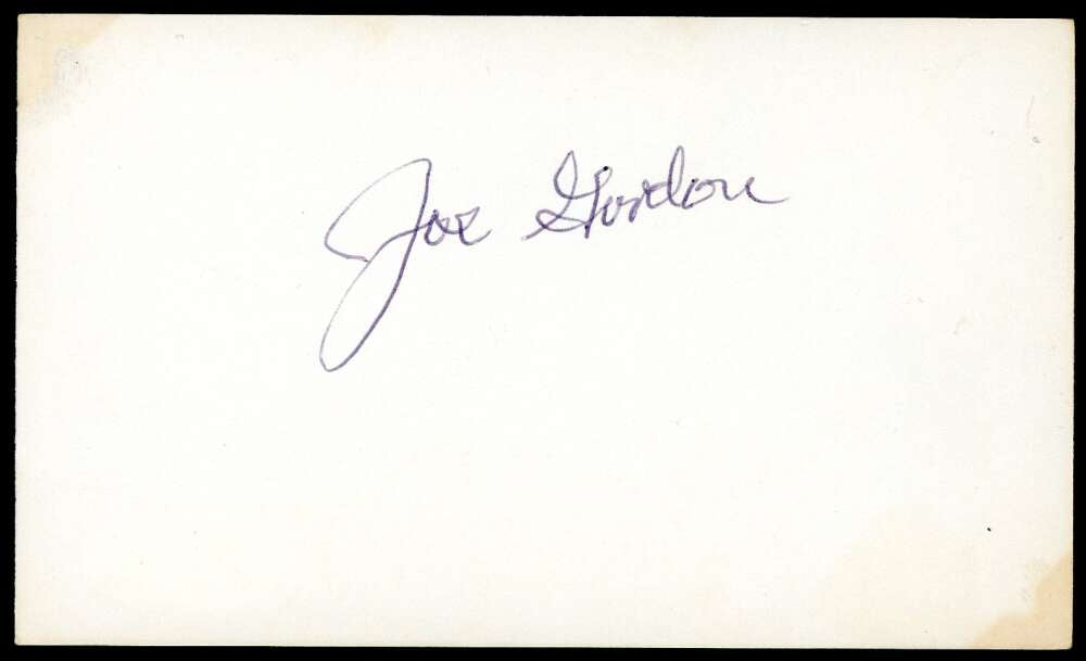 Joe Gordon PSA DNA Loa Signed 3x5 Index Card Autograph