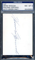 Heinie Manush PSA DNA Signed 3x4 Index Card Cut Autograph