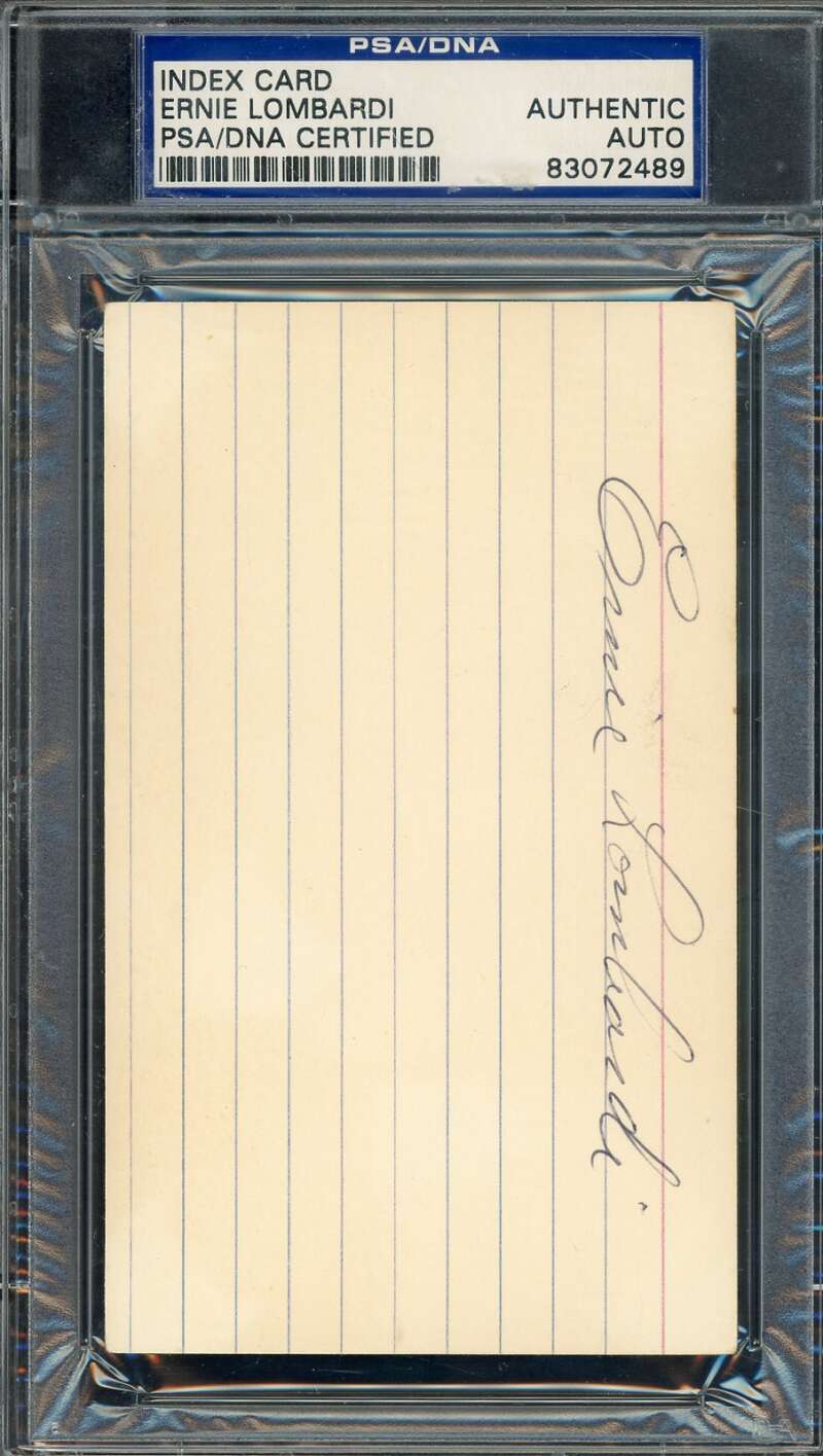 Ernie Lombardi PSA DNA Signed 3x5 Index Card Autograph